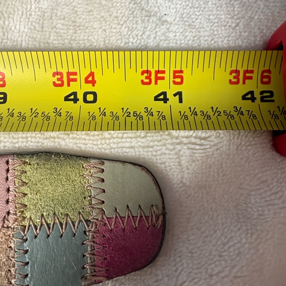 Vintage Fossil pastel & bright multicolor patchwork leather/suede belt Sz Medium - Picture 9 of 16